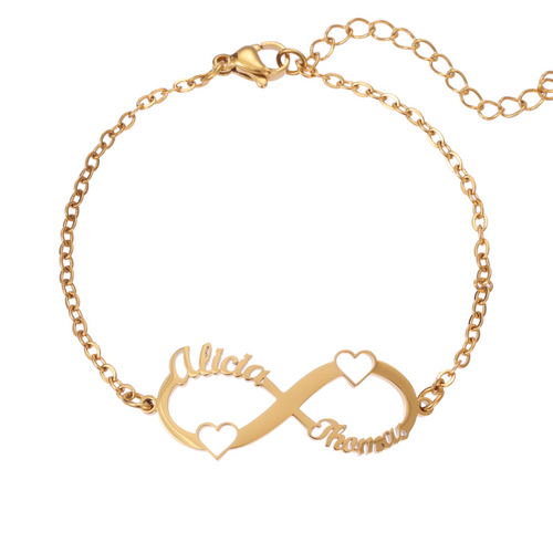 Pulsera Infinito con Corazones y Nombres