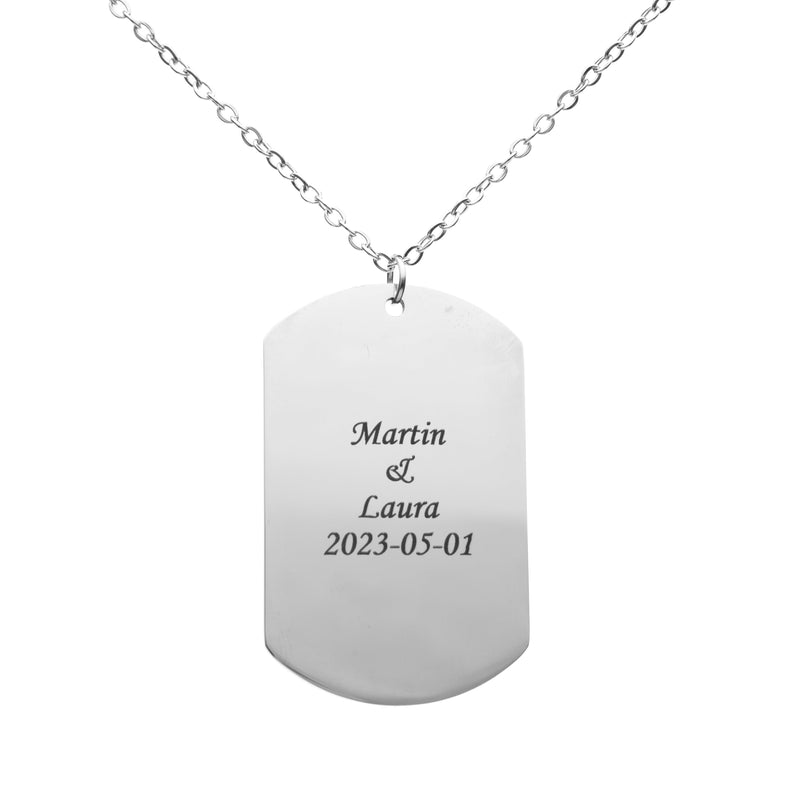 Collar de Placa Militar Personalizada en Plata