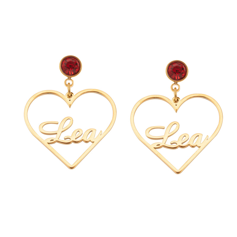 Aretes Colgantes de Corazón Personalizable