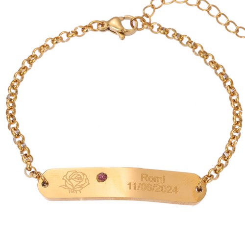 Pulsera Identificación con Flor y Piedra