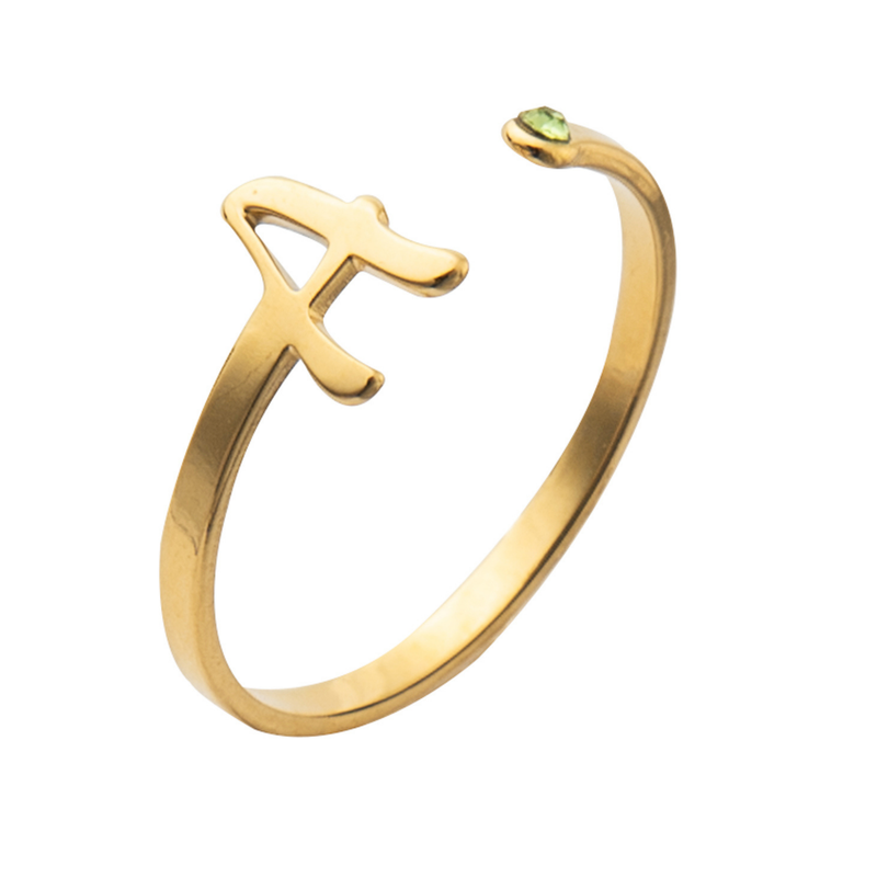 Anillo Personalizado con Inicial y Piedra