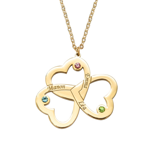 Collar de 3 Corazones Grabados