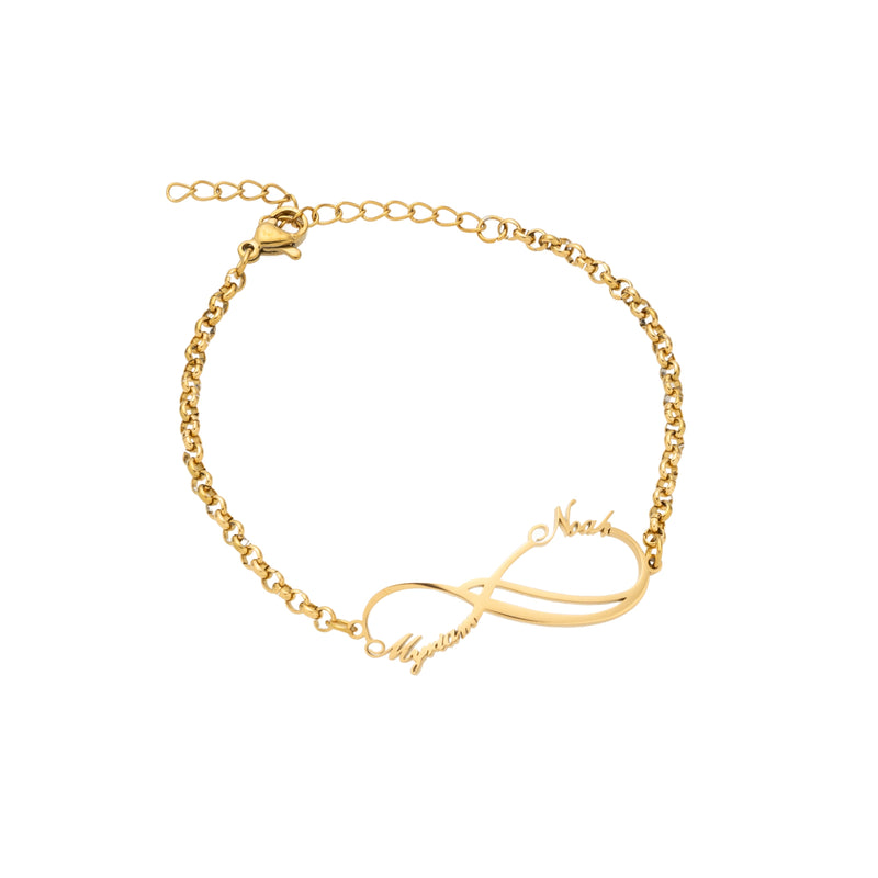 Pulsera con Doble Infinito y Nombres