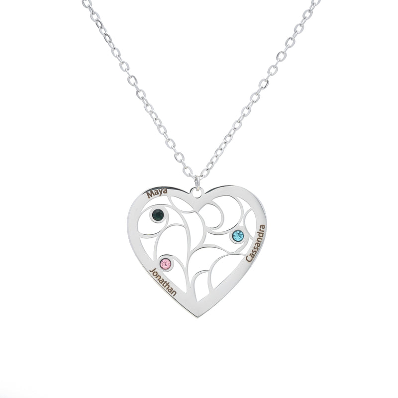 Collar Corazón y Piedra de Nacimiento