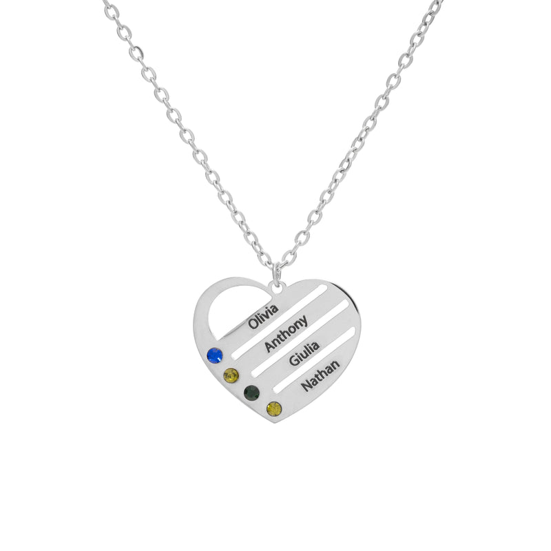 Collar Personalizado de Corazón con Piedras