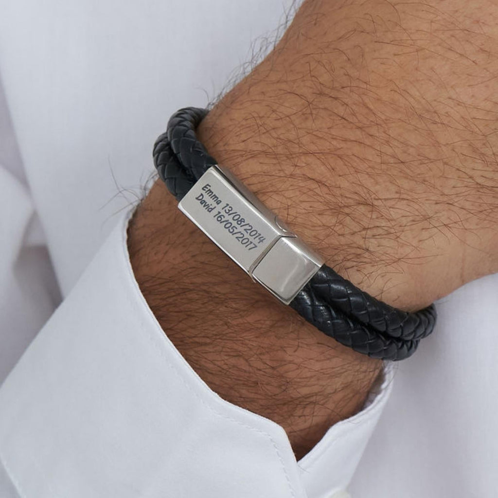 Pulsera de Cuero Personalizada para Hombre