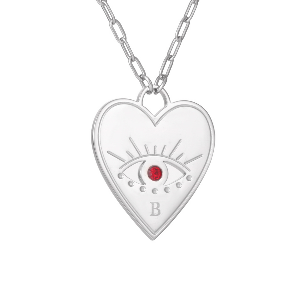 Collar Corazón con Ojito Turco y Cristal
