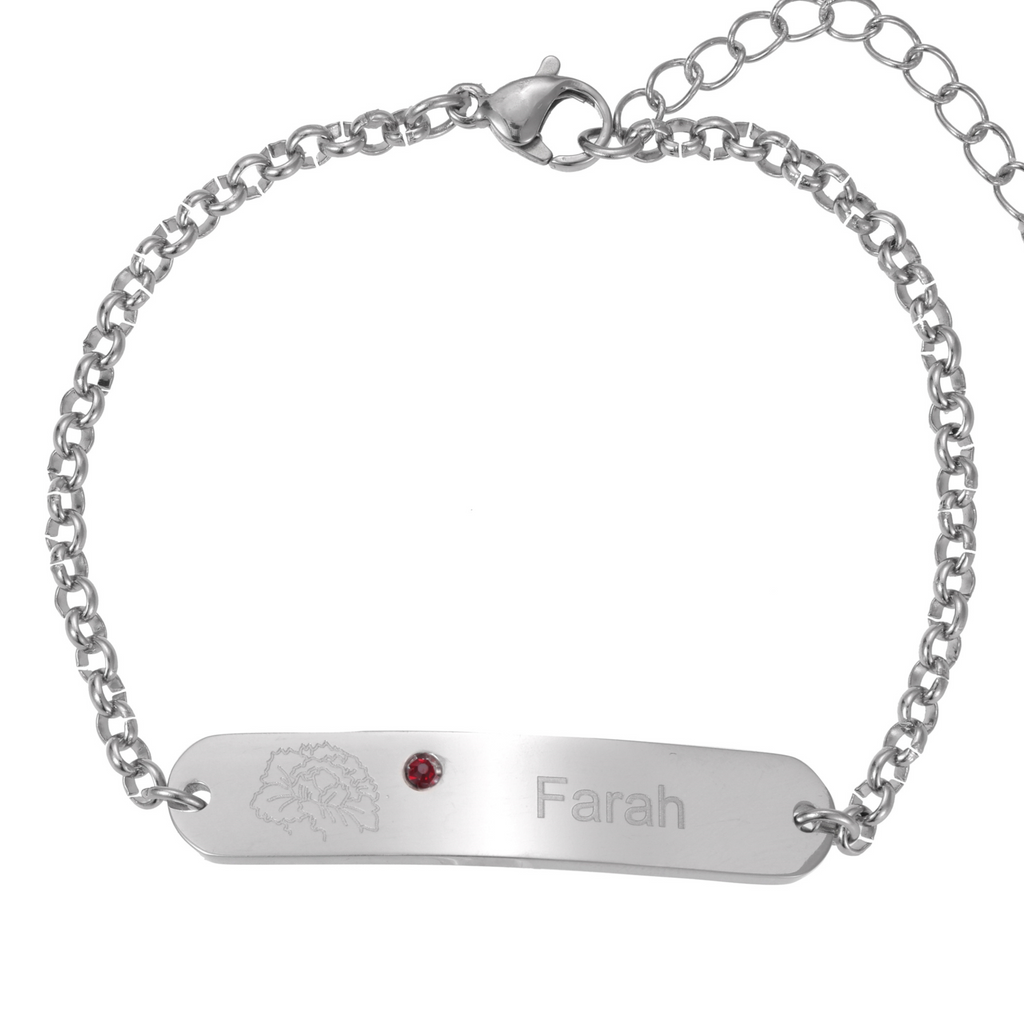Pulsera Identificación con Flor y Piedra