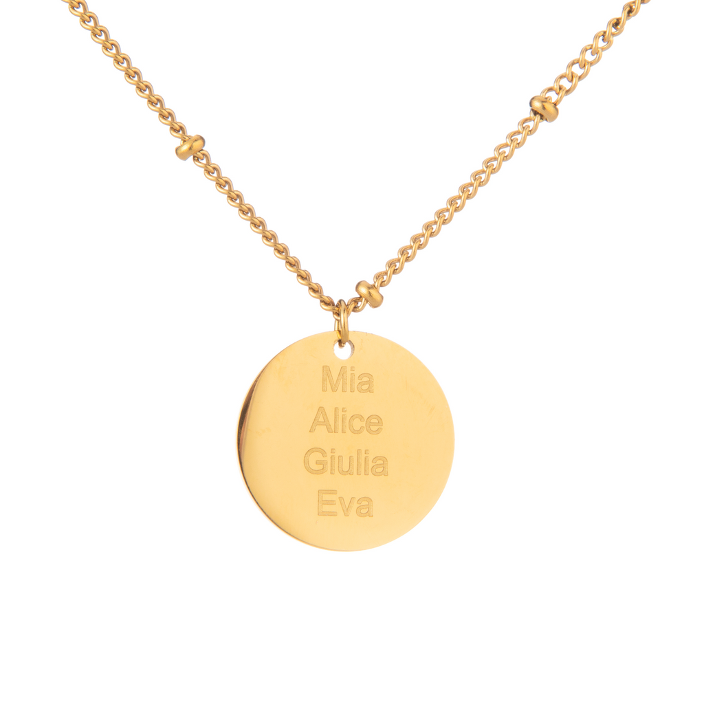 Collar con Disco Personalizado y Cuentas