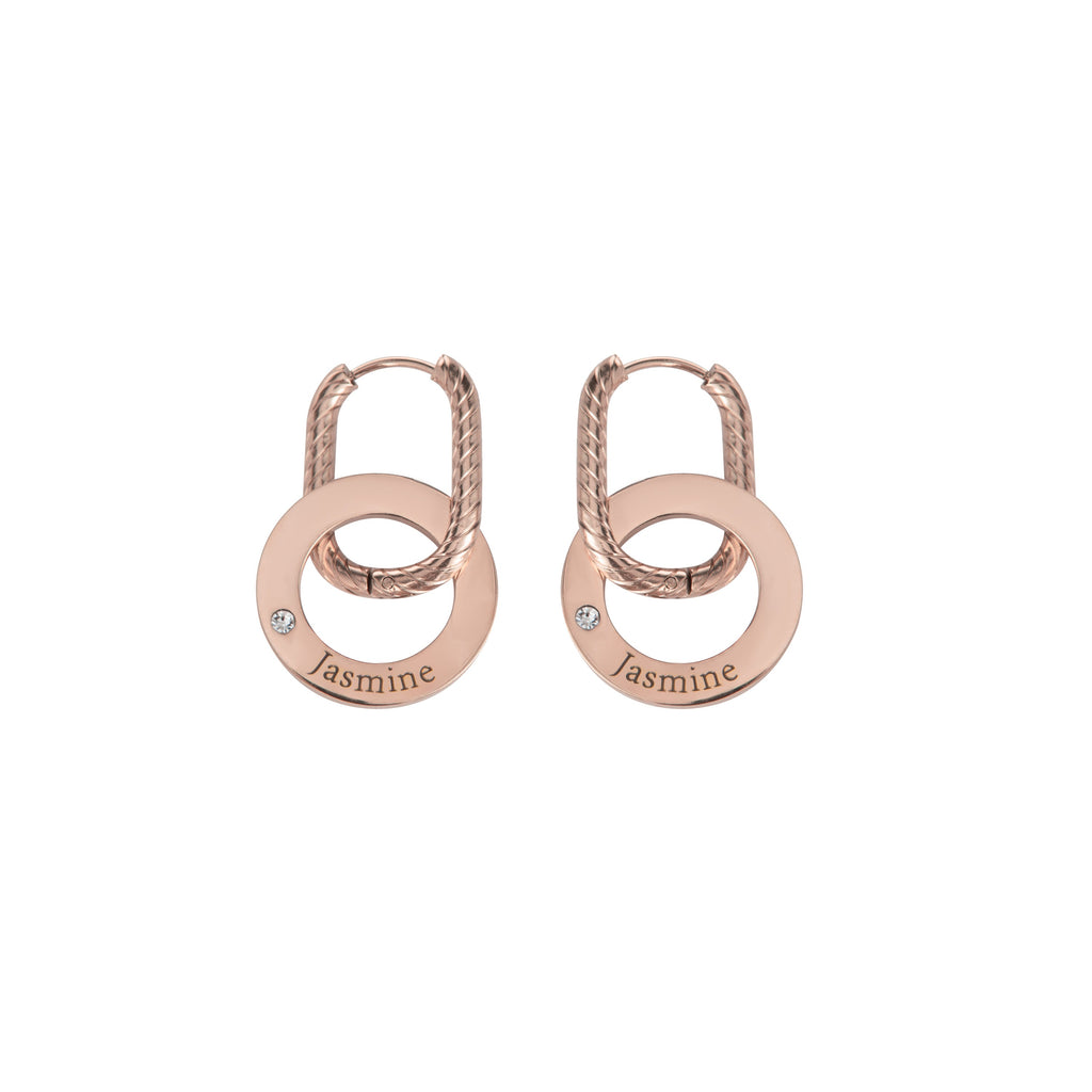 Aretes Aro Grabados con Cristal