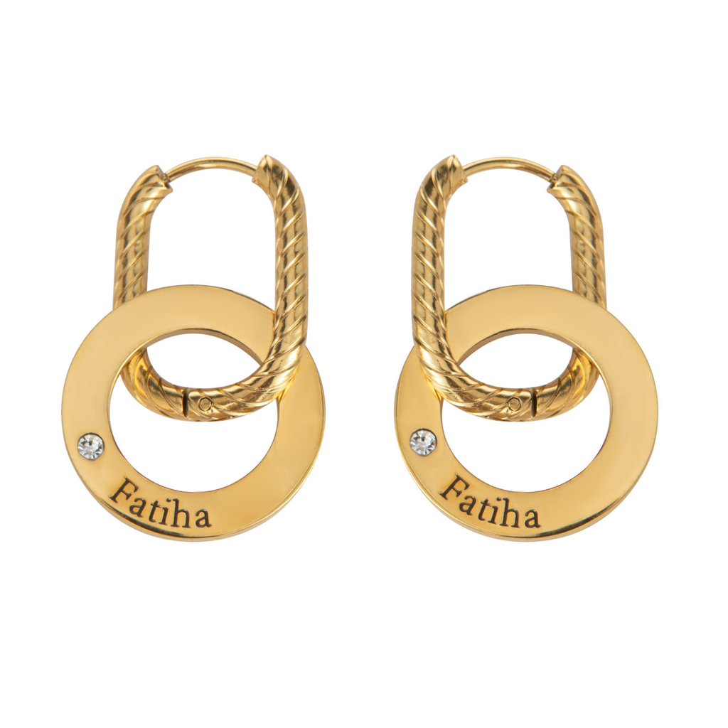 Aretes Aro Grabados con Cristal