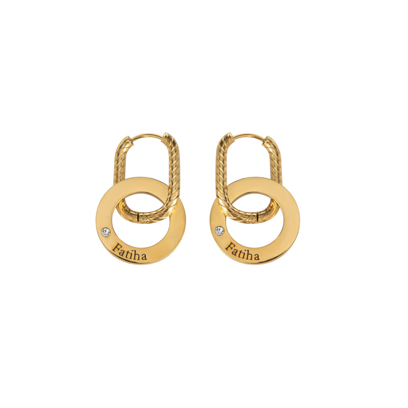 Aretes Aro Grabados con Cristal