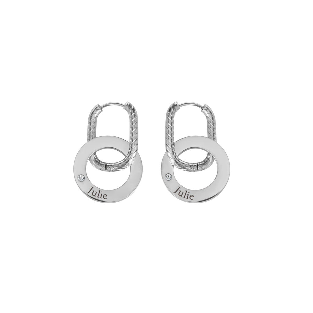 Aretes Aro Grabados con Cristal