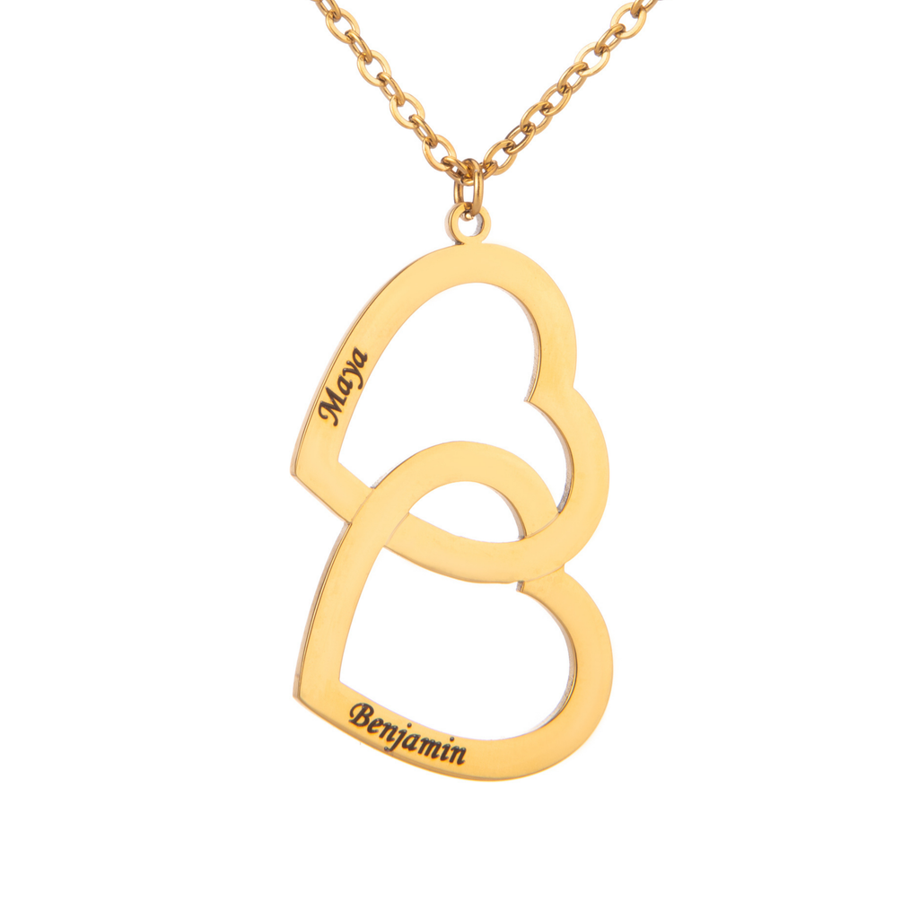 Collar de 2 Corazones Grabados