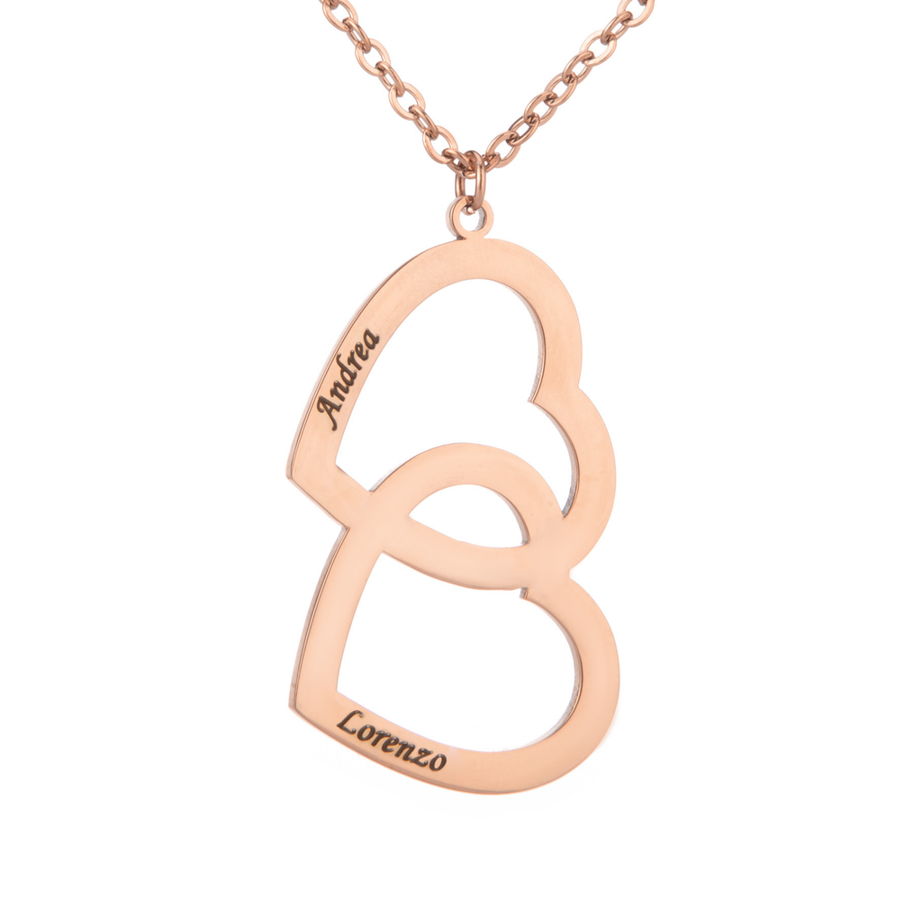 Collar de 2 Corazones Grabados