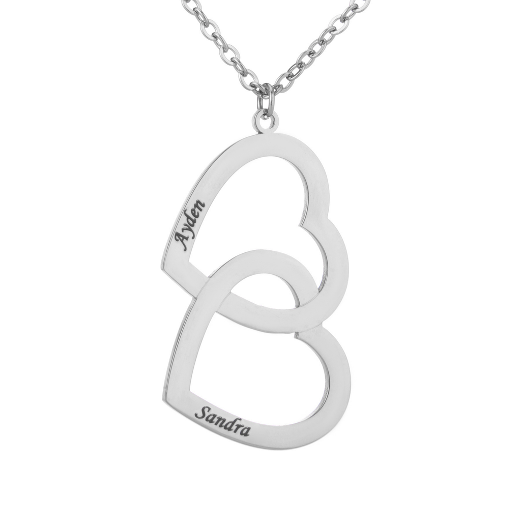 Collar de 2 Corazones Grabados