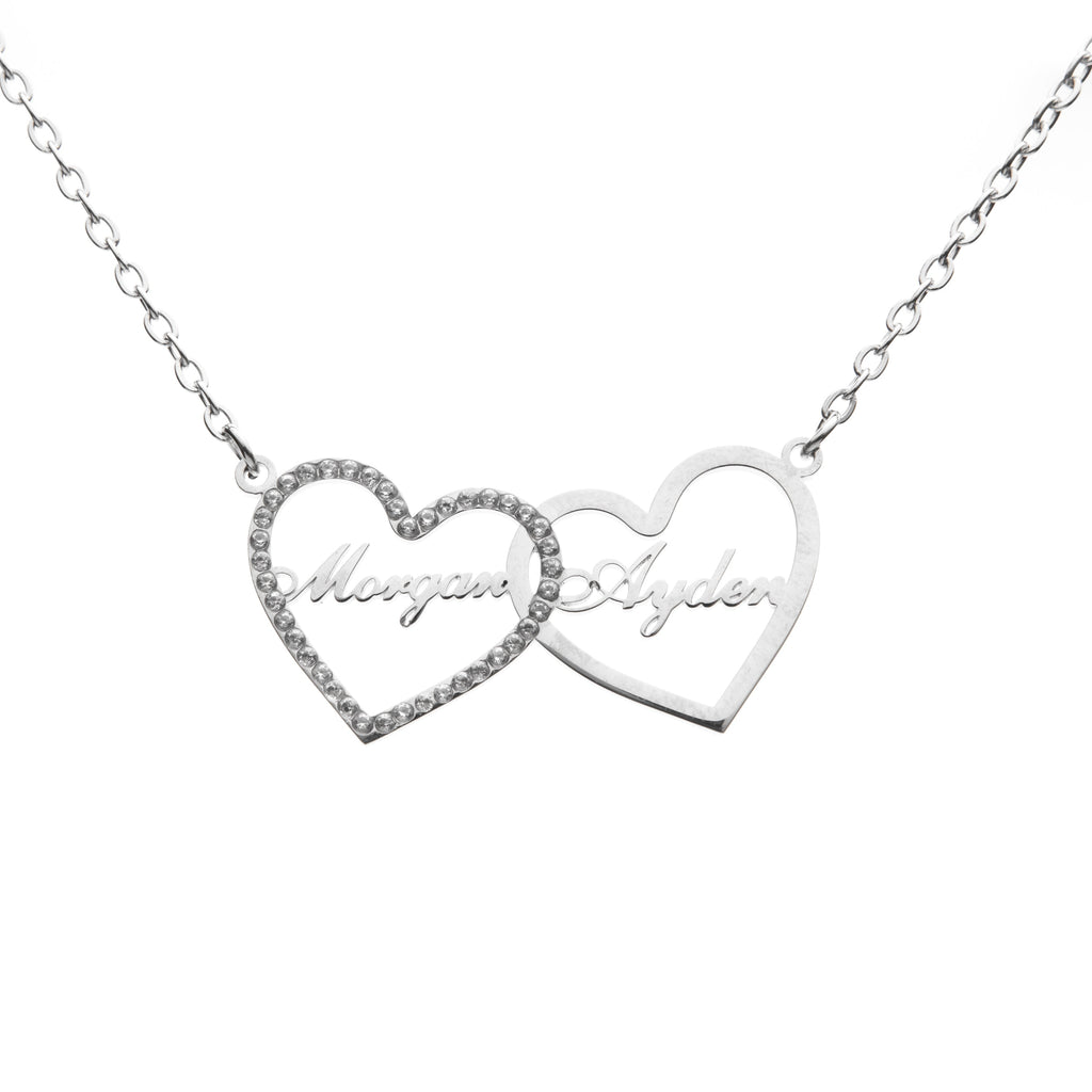 Collar Doble Corazón con Brillantes