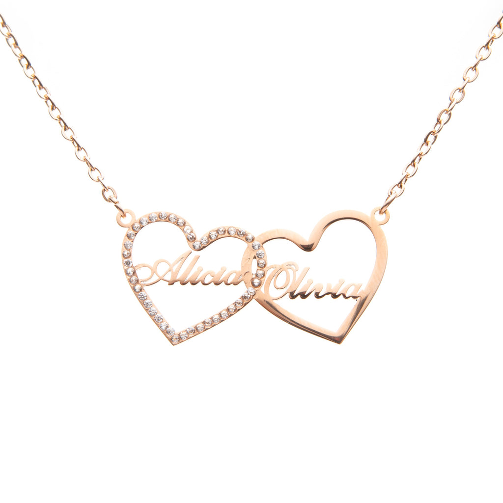 Collar Doble Corazón con Brillantes