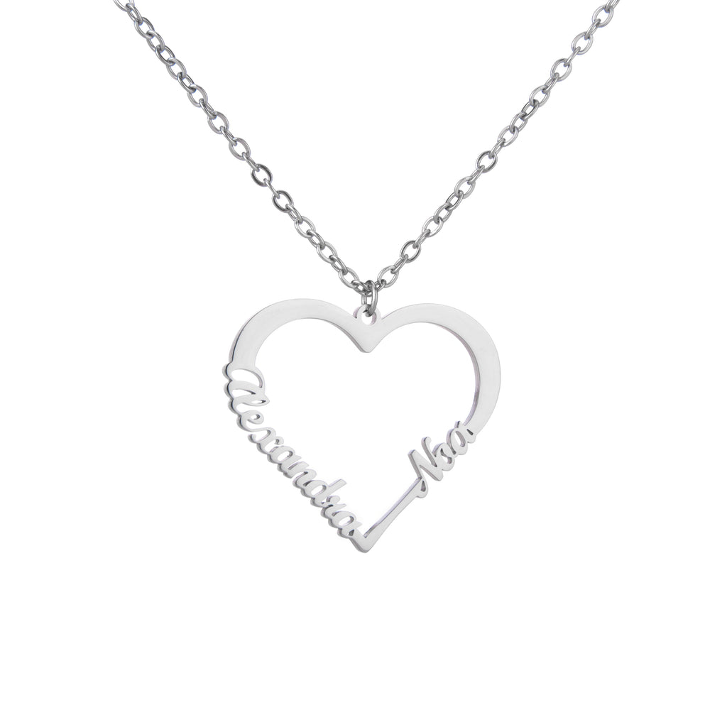 Corazón Collar Personalizado Dos Nombres