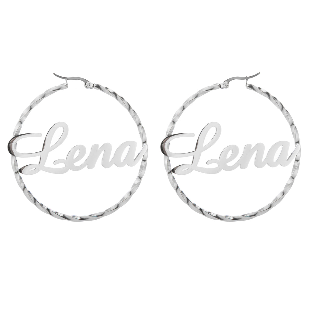 Aretes Aro Torcido con Nombre Grabado