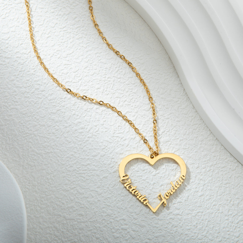 Corazón Collar Personalizado Dos Nombres