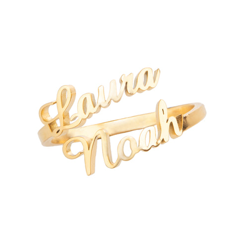 Anillo personalizado ajustable con dos Nombres