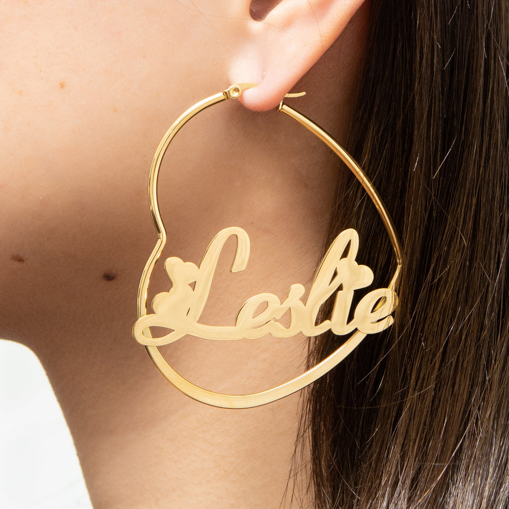 Aretes de Aro con Corazones Personalizables