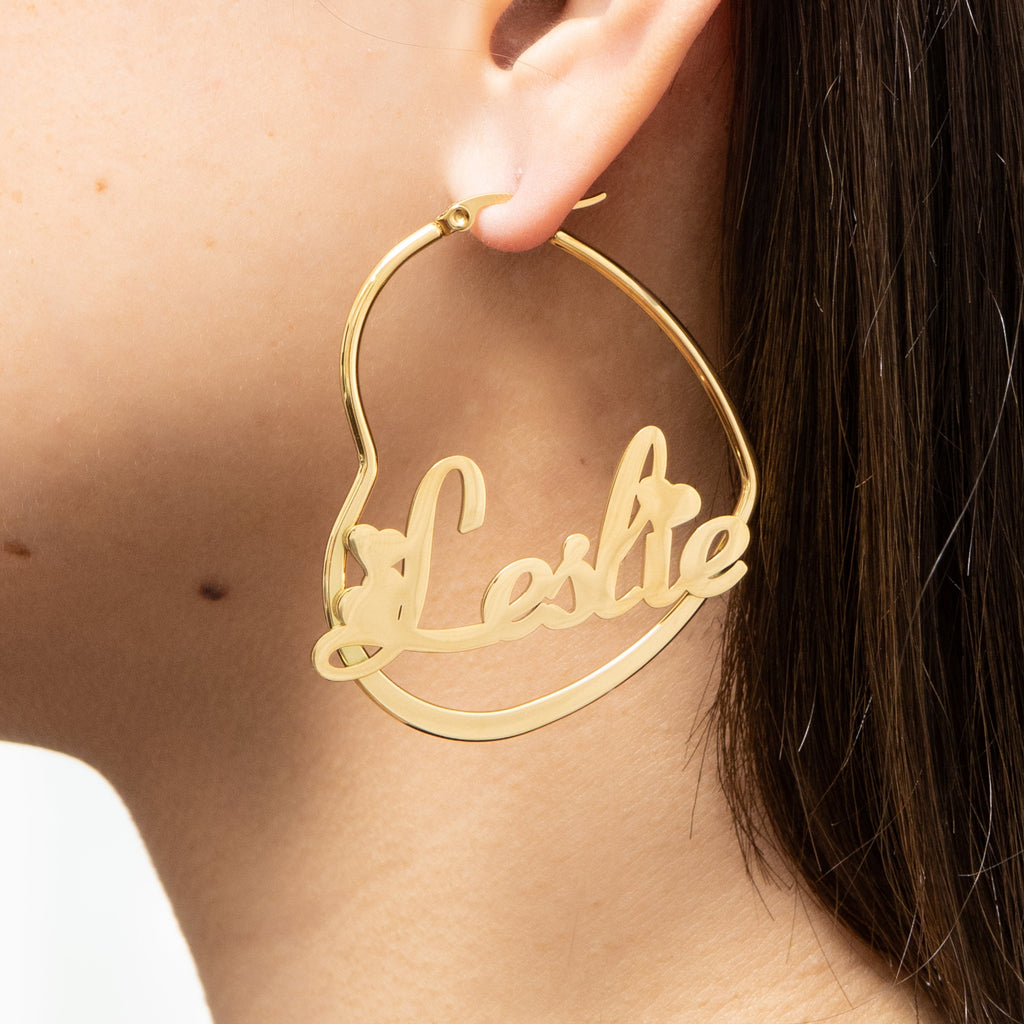 Aretes de Aro con Corazones Personalizables