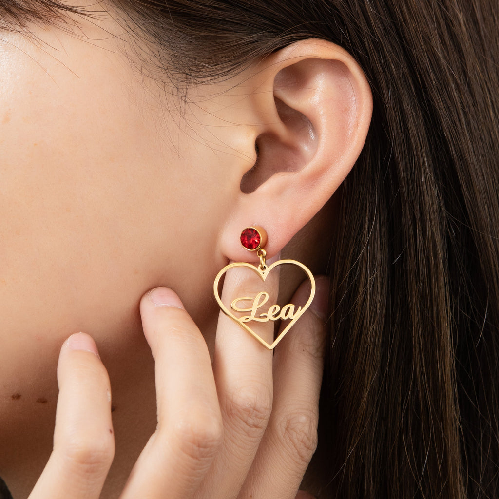 Aretes Colgantes de Corazón Personalizable