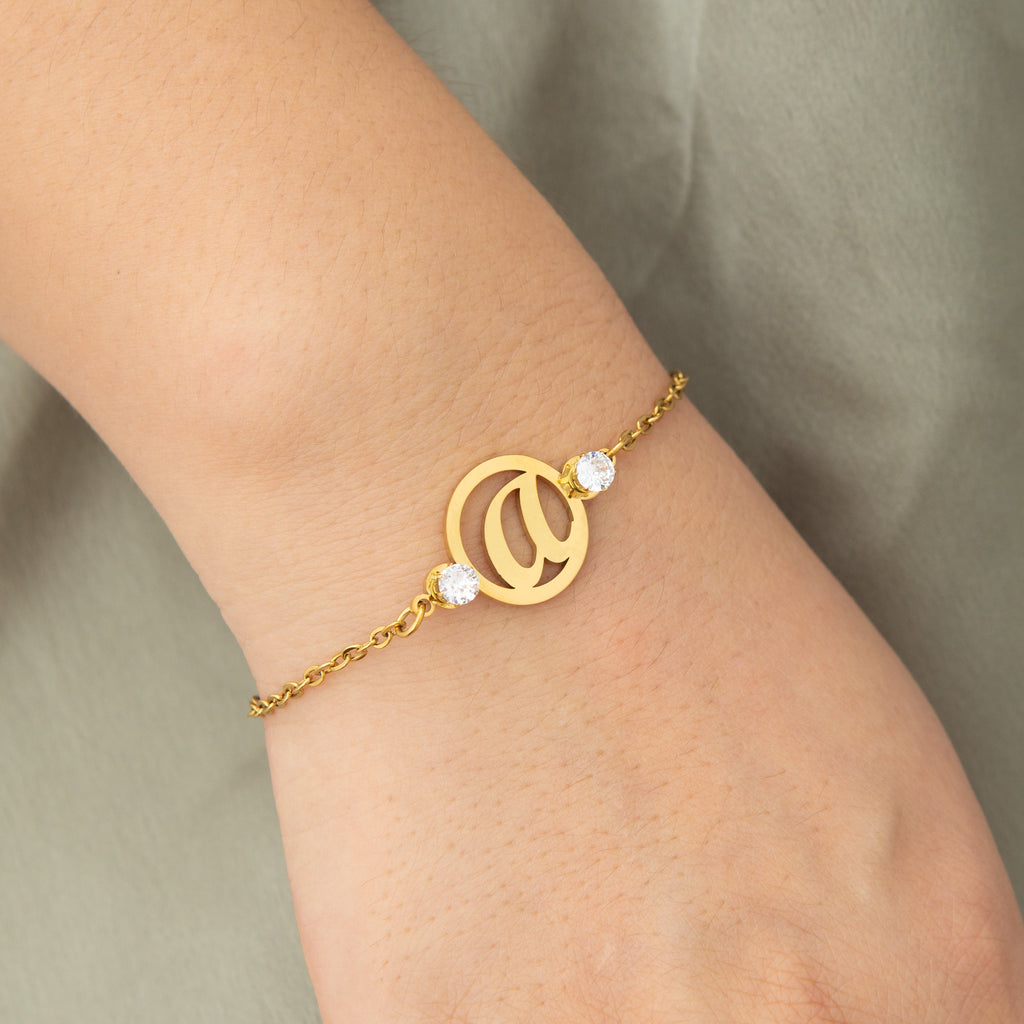 Pulsera Personalizada con Inicial y Piedra
