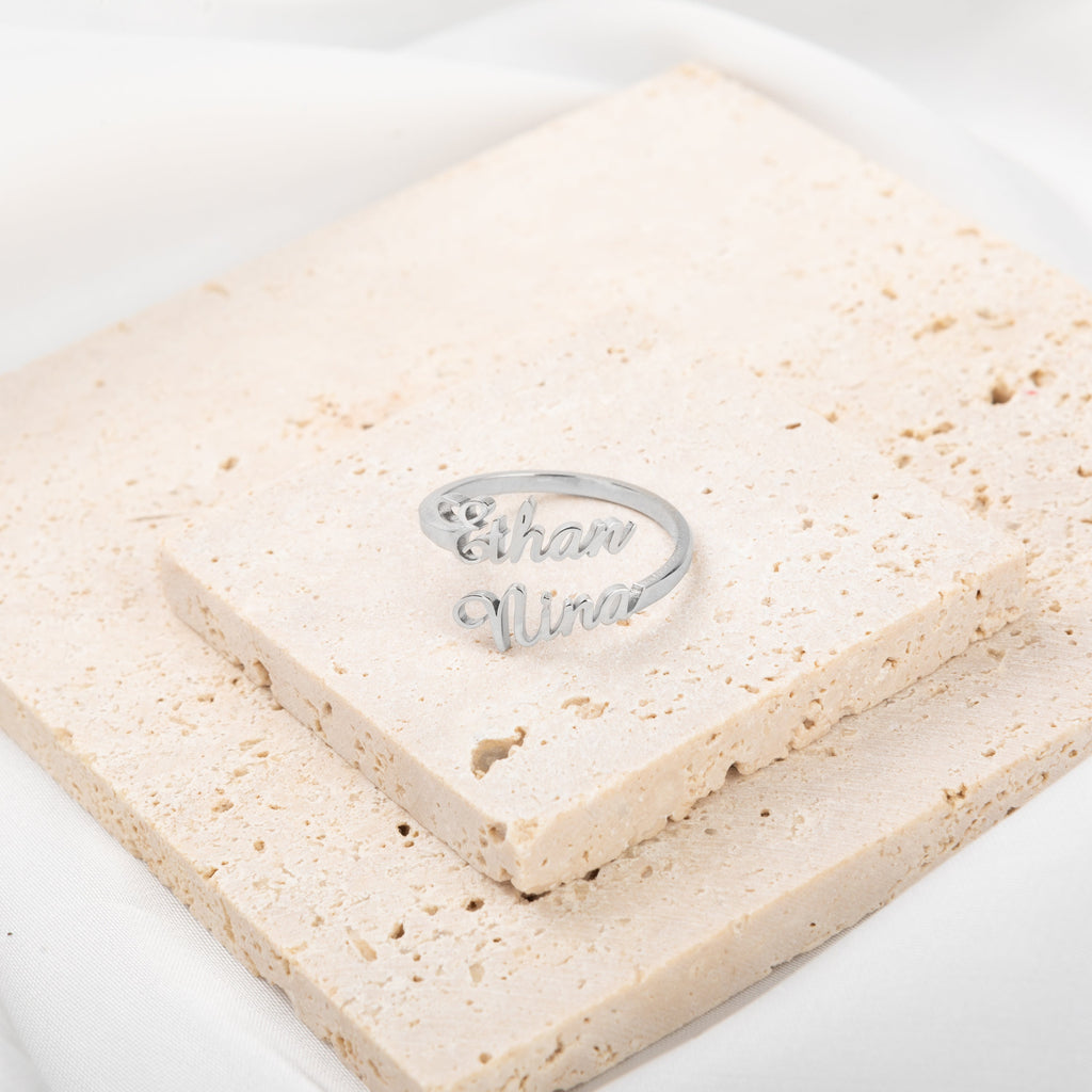 Anillo personalizado ajustable con dos Nombres