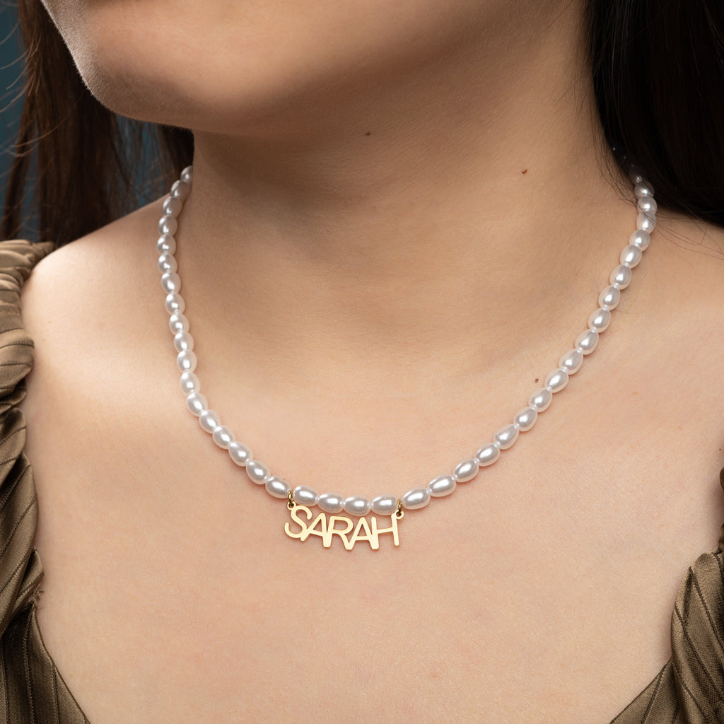 Collar Personalizable con Nombre y Perlas