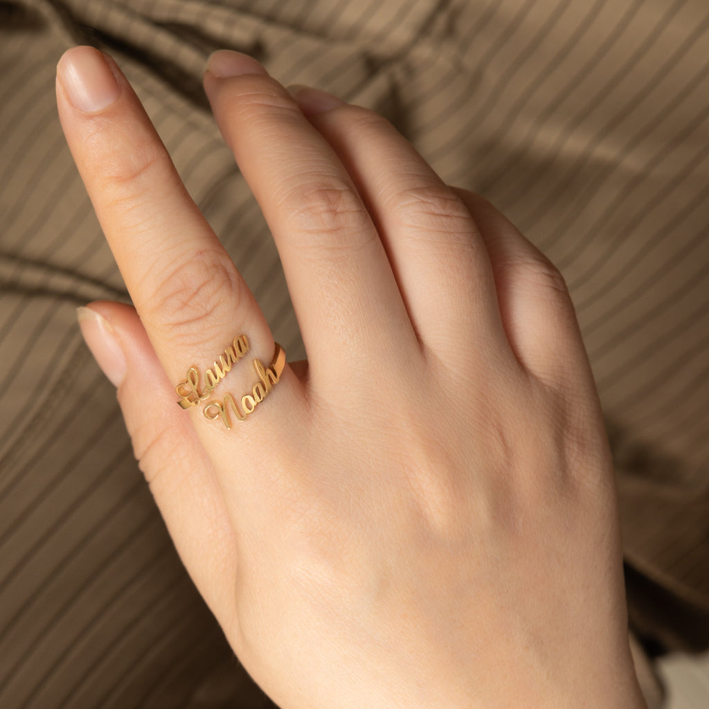 Anillo personalizado ajustable con dos Nombres
