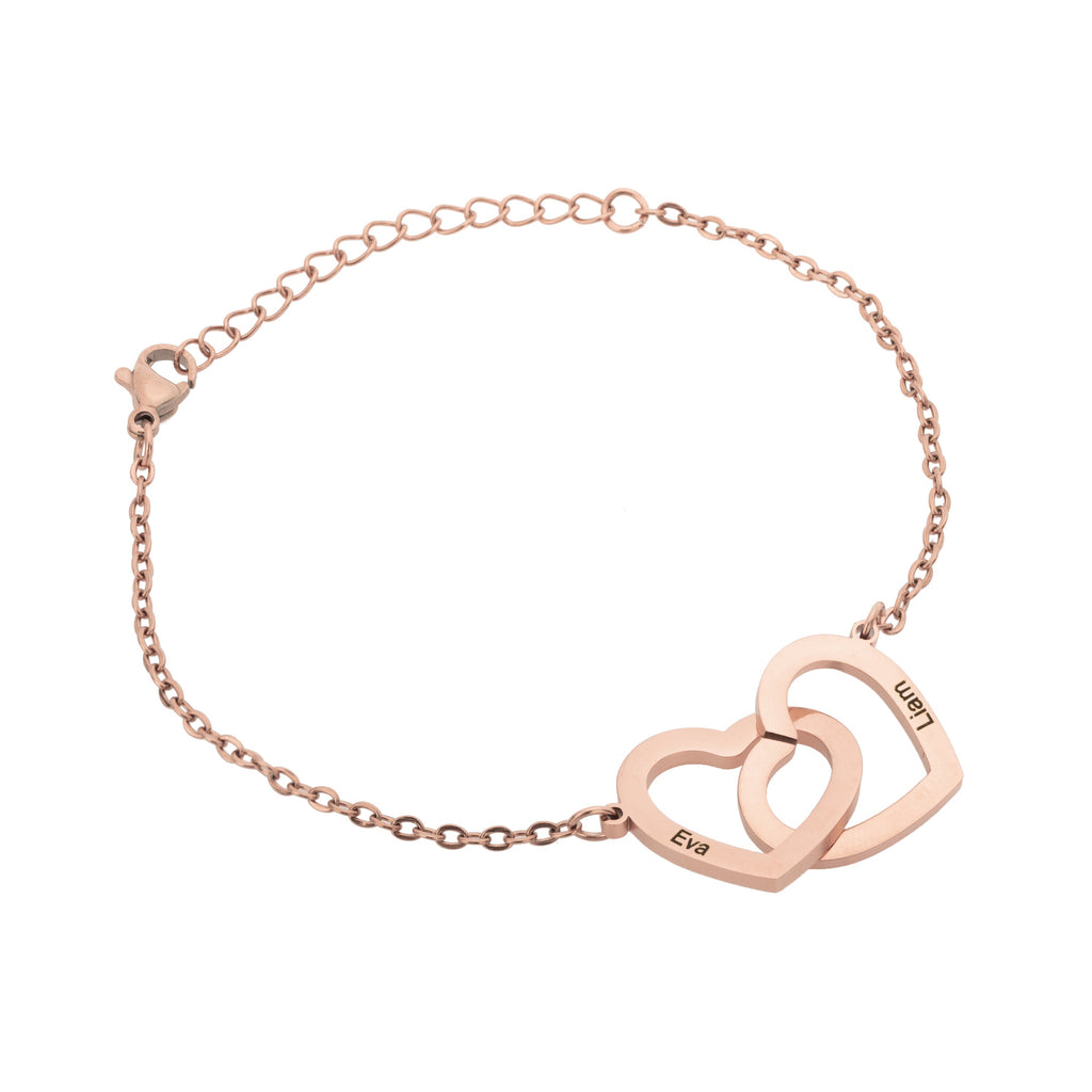 Pulsera Personalizada con Dos Corazones Entrelazados