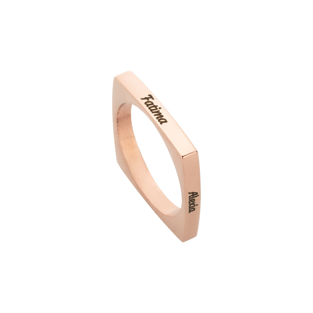 Anillo Personalizable Cuadrado con 4 Nombres