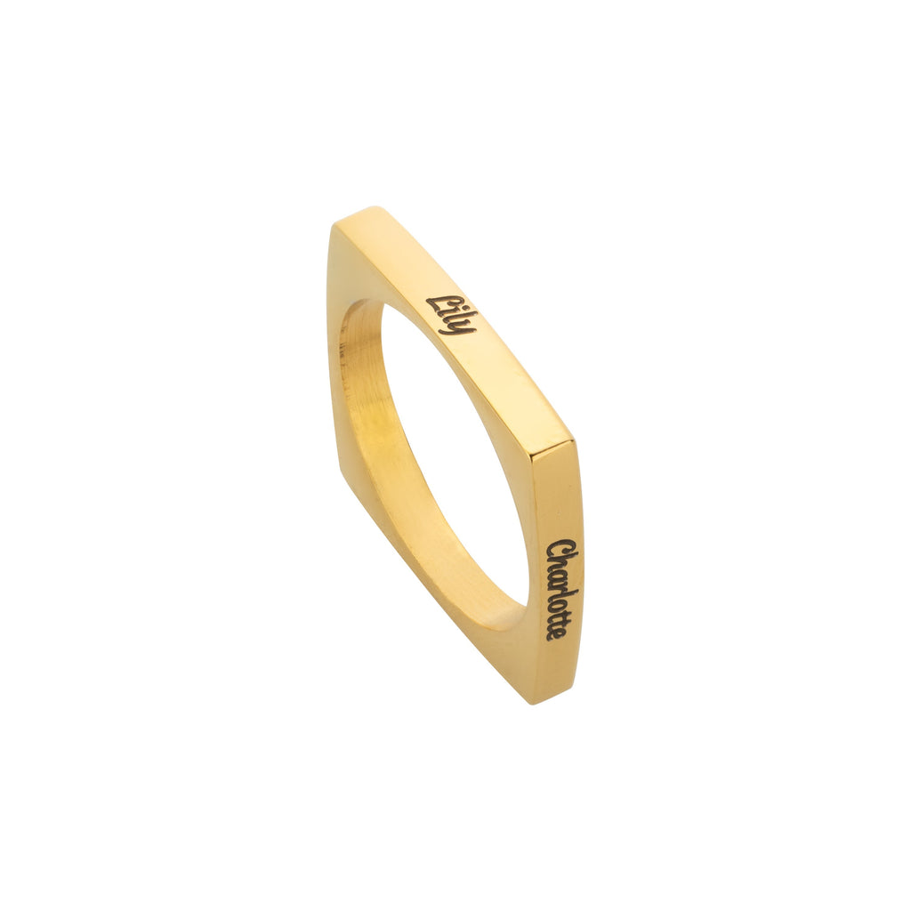 Anillo Personalizable Cuadrado con 4 Nombres