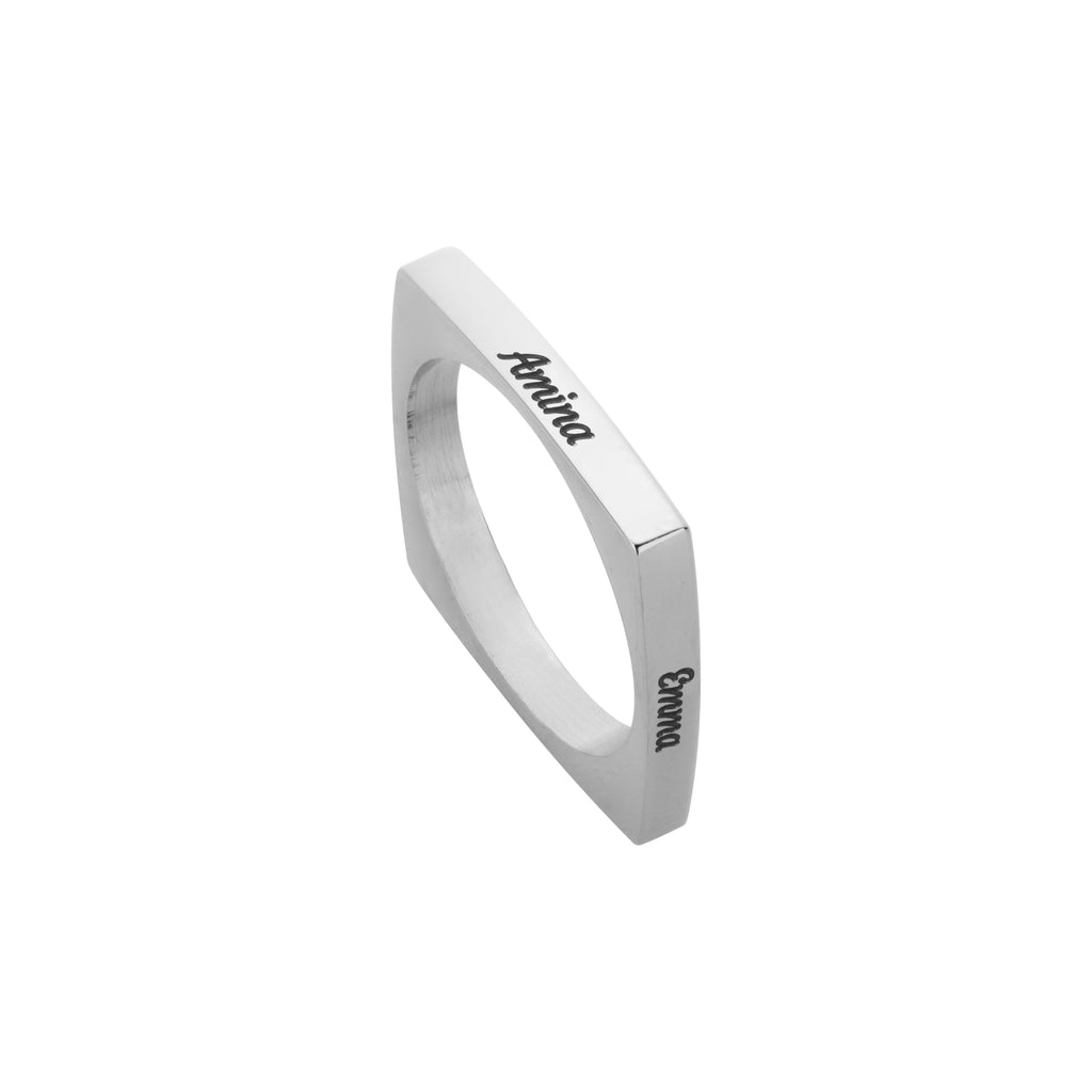 Anillo Personalizable Cuadrado con 4 Nombres