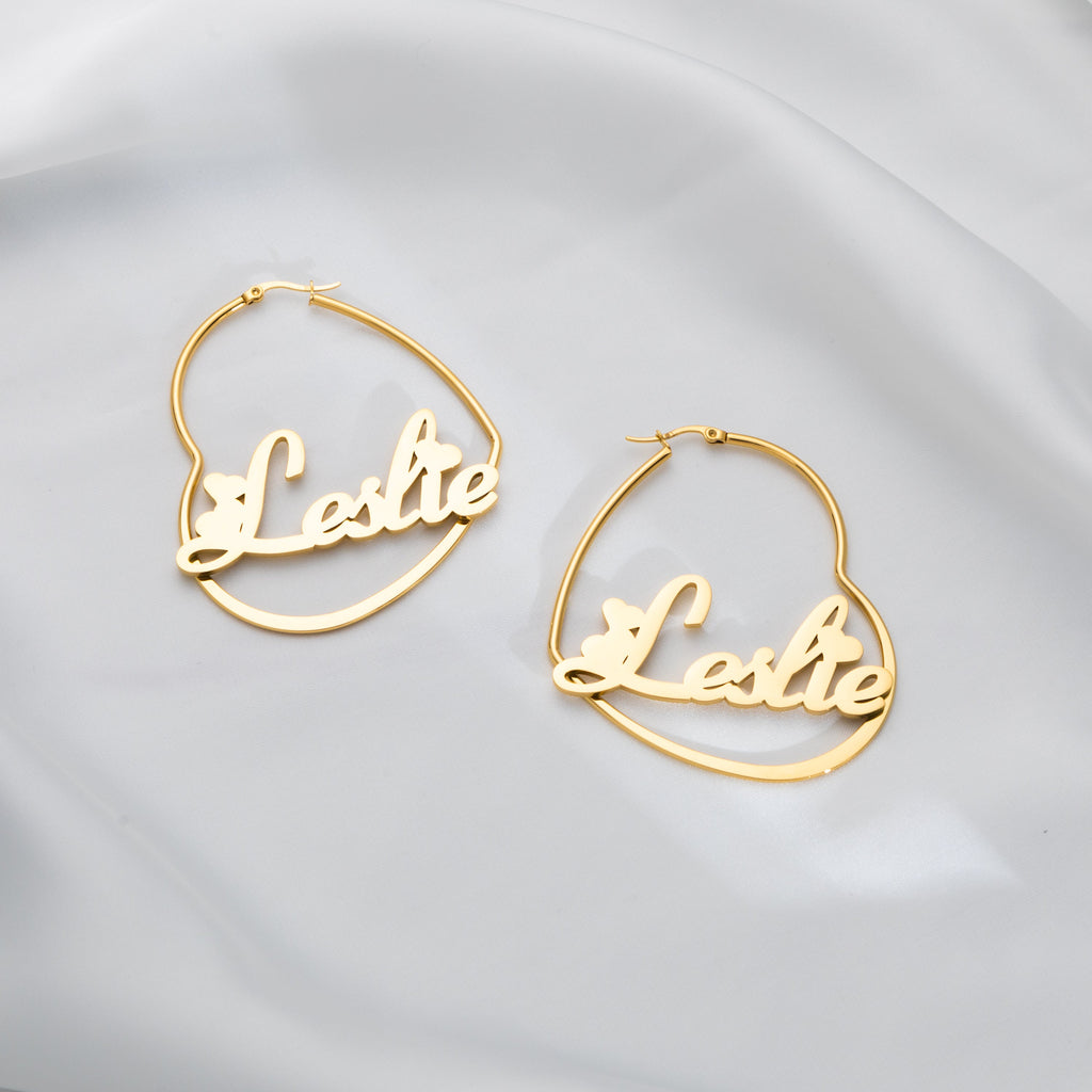 Aretes de Aro con Corazones Personalizables