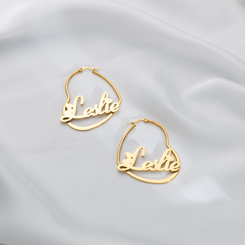 Aretes de Aro con Corazones Personalizables