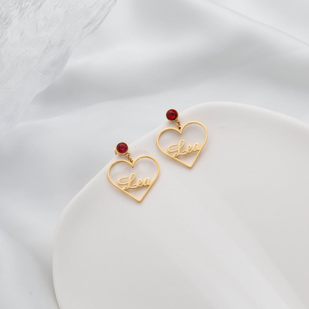 Aretes Colgantes de Corazón Personalizable