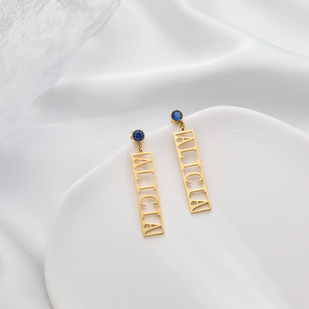 Aretes Colgantes con Texto Personalizable