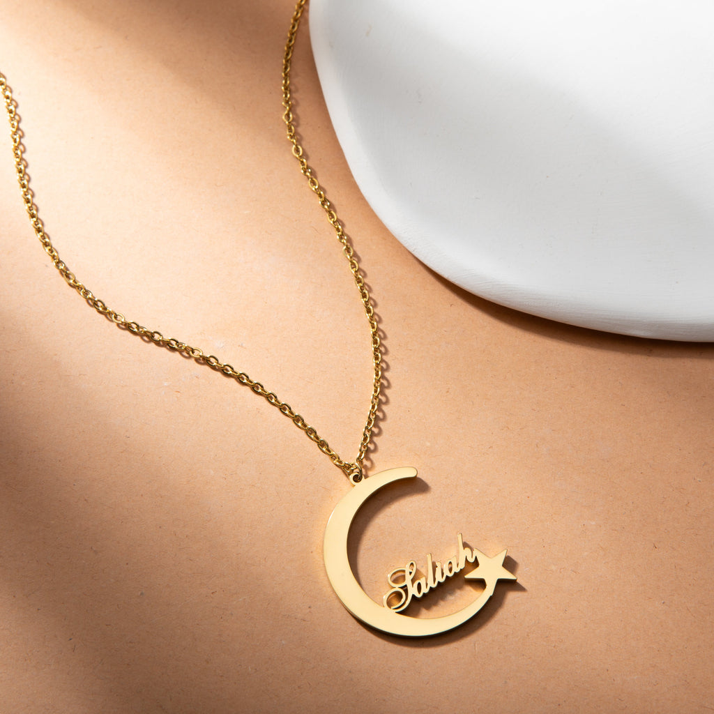 Collar Luna y Estrella con Nombre