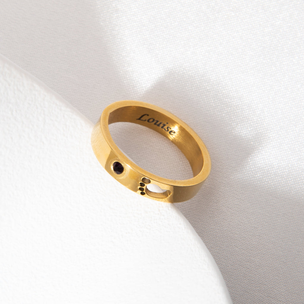 Anillo con Nombre, Huella y Piedra