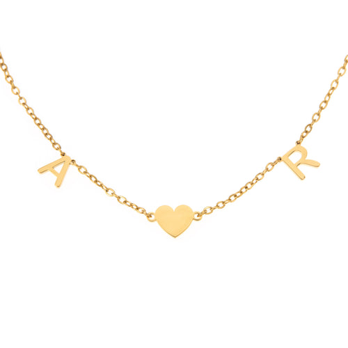 Collar de dos Iniciales Amor con Corazón