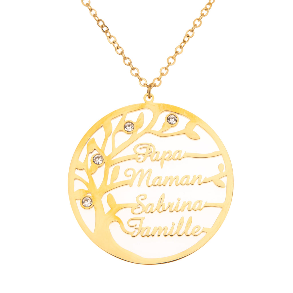 Collar con Nombre Árbol Genealógico y Perlas