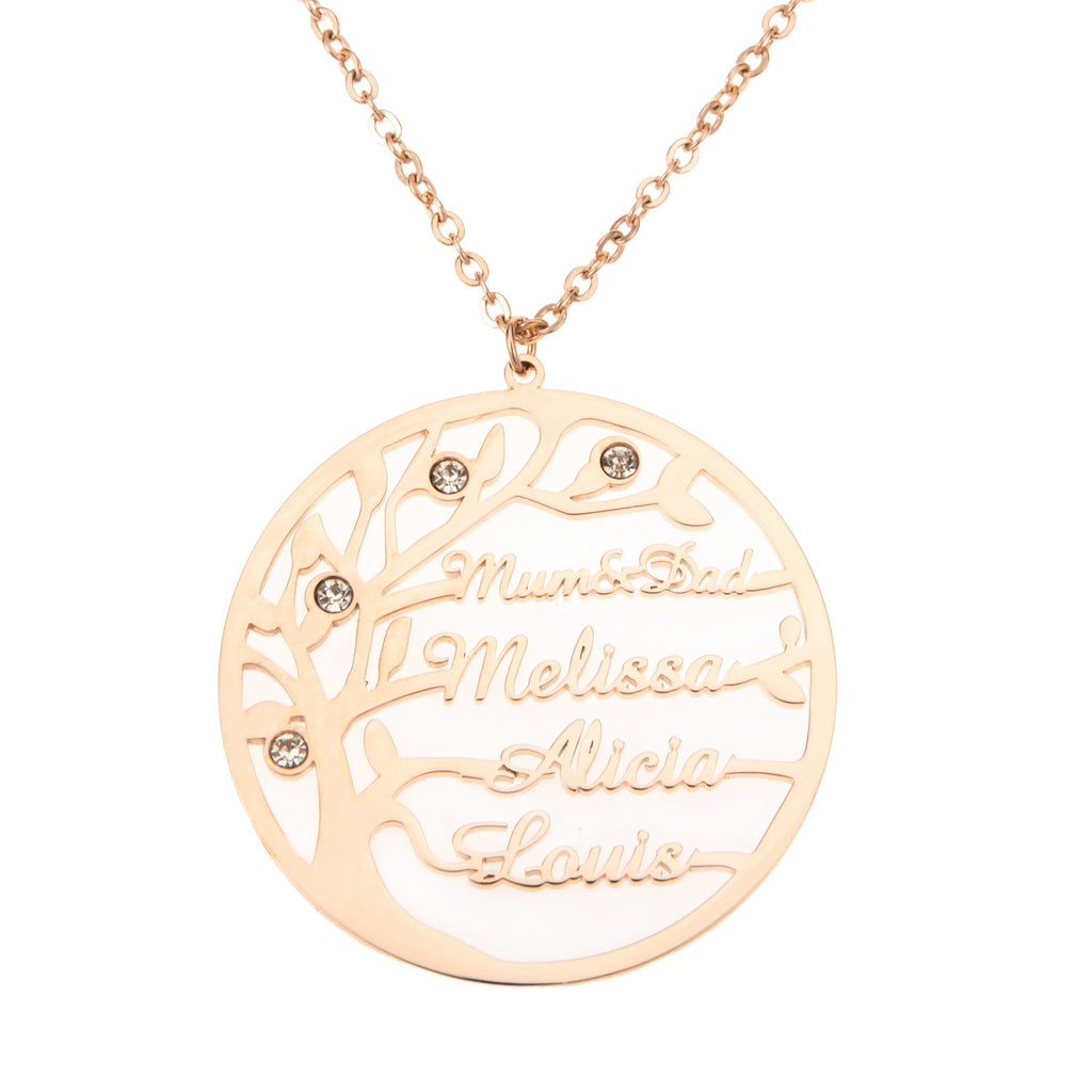 Collar con Nombre Árbol Genealógico y Perlas