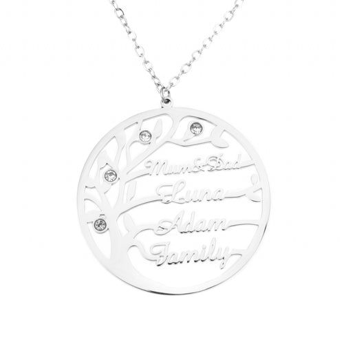 Collar con Nombre Árbol Genealógico y Perlas
