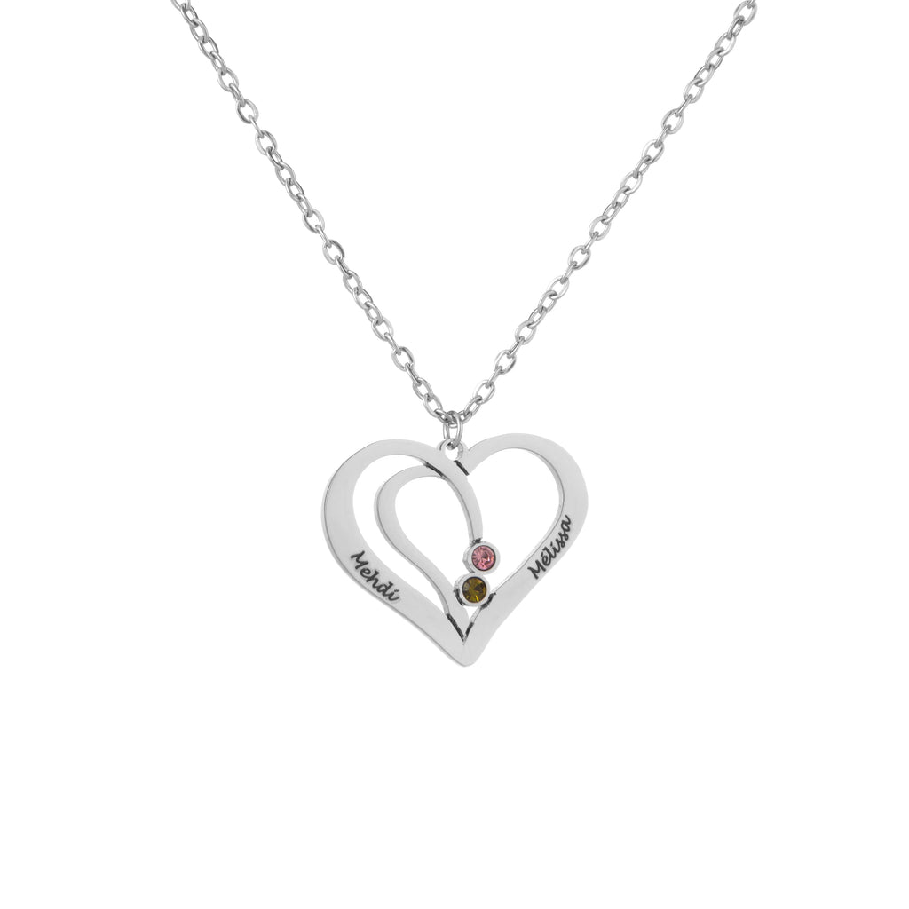 Collar de Corazones Personalizado con Piedras