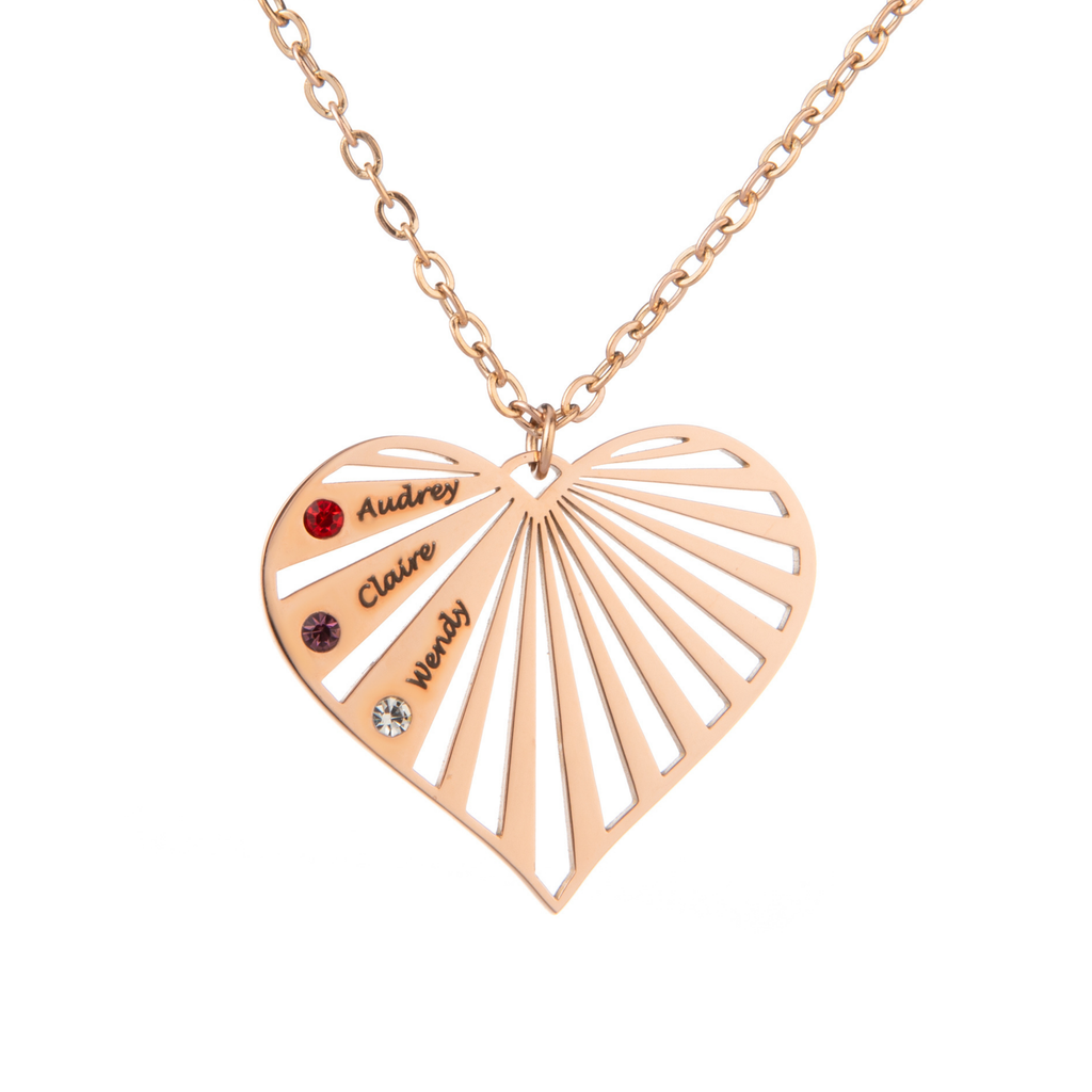 Collar Corazón Radiante con Nombre y Piedra