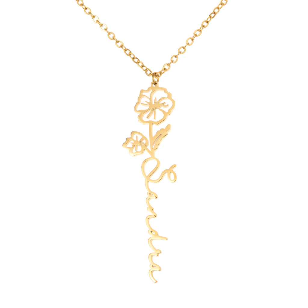 Collar Personalizado con Nombre y Flor